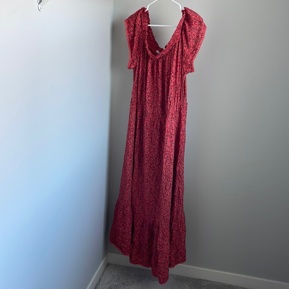 Red Old Navy Off The Shoulder Maxi Dress
